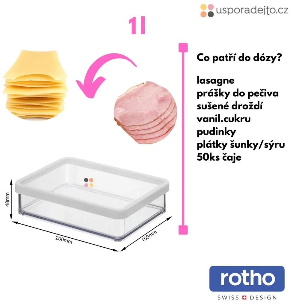 Dóza na potraviny Rotho Loft - LASAGNE, bílá