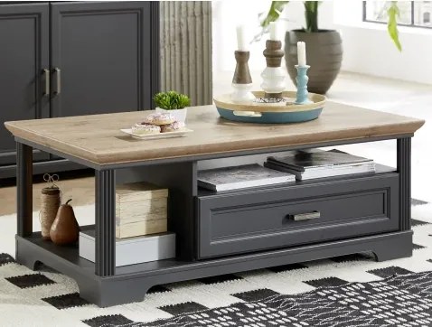 Konferenčný stolík so zásuvkou Jasmin, grafit/dub%