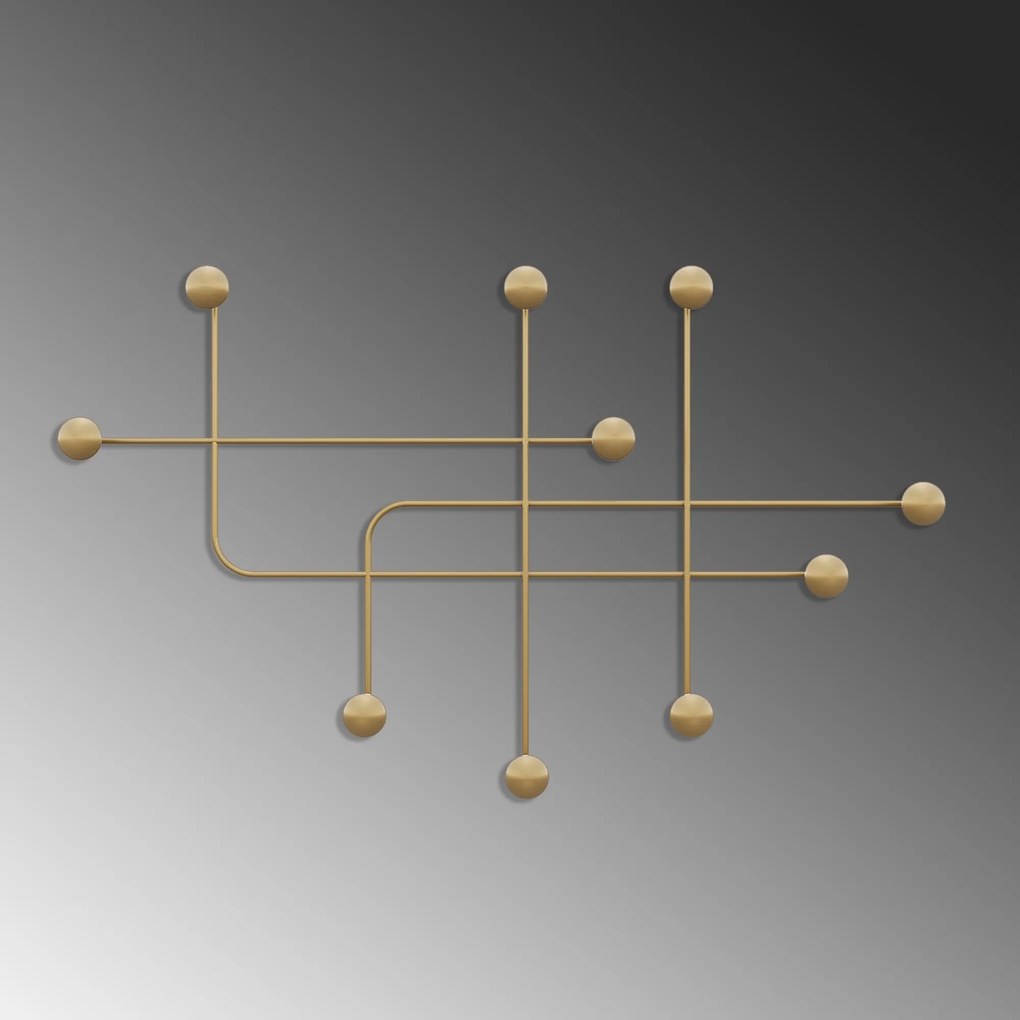 Nástěnný kovový věšák Samara 107 cm zlatý