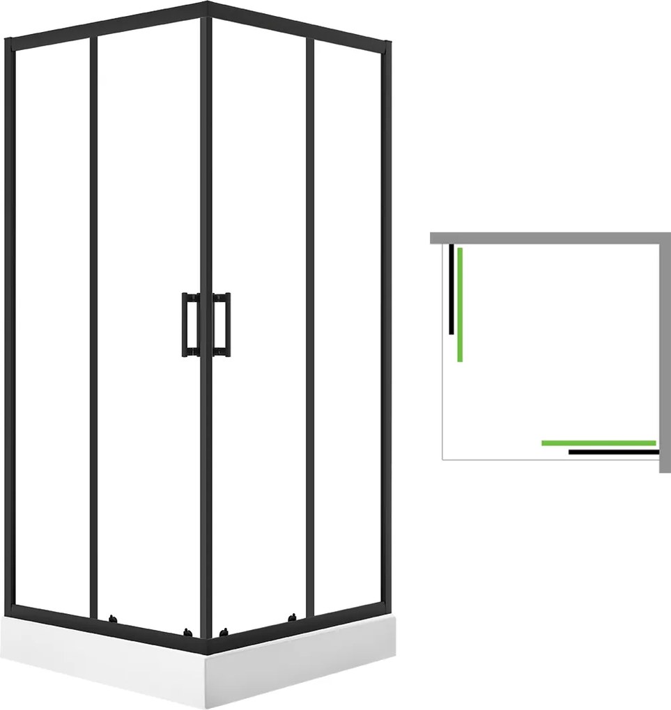 Laveo Štvorcový sprchovací kút Desna 90x90 cm - JKDD796K, čierna + vanička