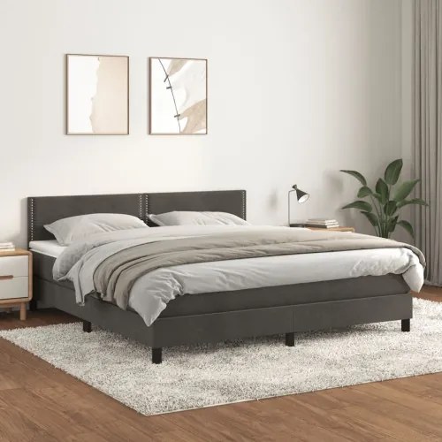 vidaXL Posteľný rám boxspring s matracom tmavosivý 180x200 cm zamat-