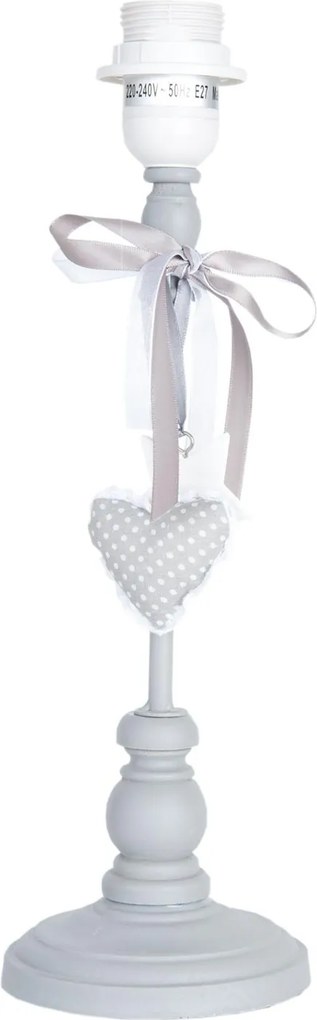 Šedá drevená základňa ku stolný lampe so srdiečkami - Ø 12 * 38 cm E27 / max 1 * 40W