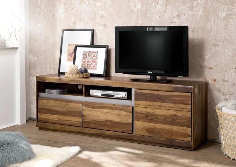 Bighome - ROUND TV stolík -2 skrinky 180x60 cm, hnedá, palisander