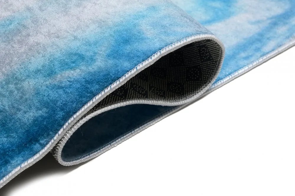 Moderný modrý koberec s abstraktným vzorom Šírka: 80 cm | Dĺžka: 150 cm