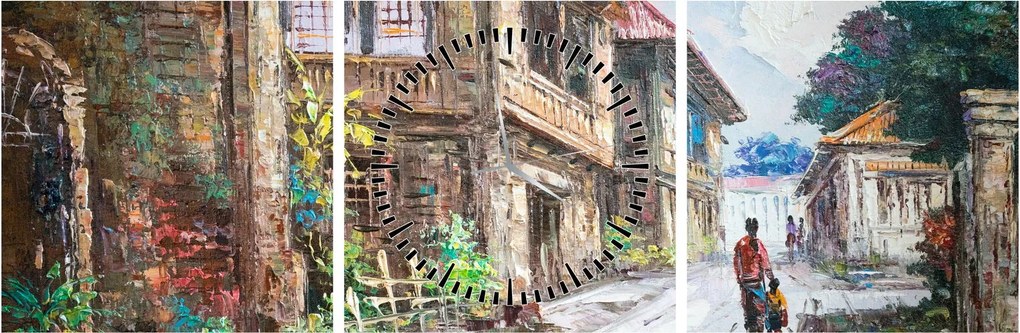 Obraz Filipínske dediny, Ázia (s hodinami) (90x30 cm)