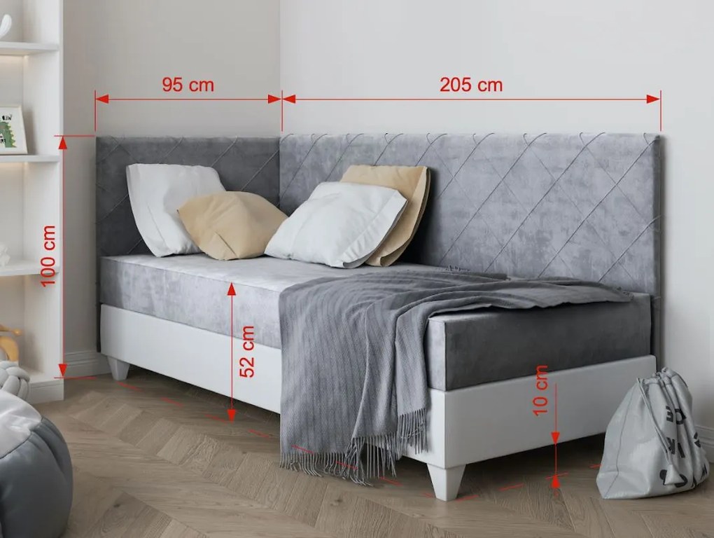 Čalúnená posteľ LAGOS III - 200x90 cm - pružinová - hnedá - ľavé prevedenie