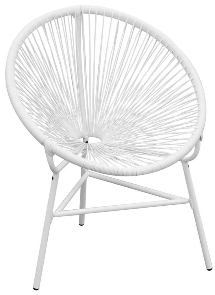 vidaXL Záhradná stolička, polyratanová, biela