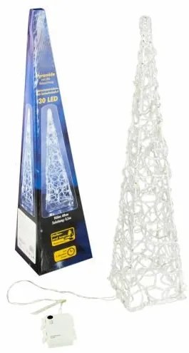 Nexos 194 Vianočná dekorácia - Akrylový kužeľ - 60 cm, studeno biely na batérie