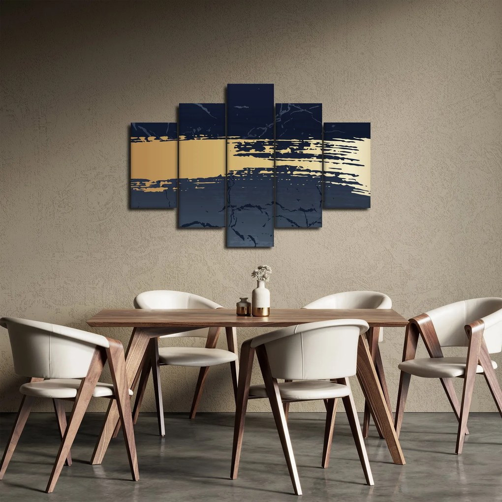 Obraz - Modrá a zlatá abstrakcia N⁰2 (150x105 cm)