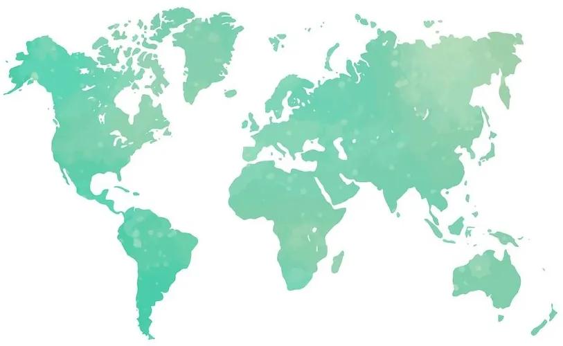 Tapeta mapa sveta v zelenom odtieni - 225x150