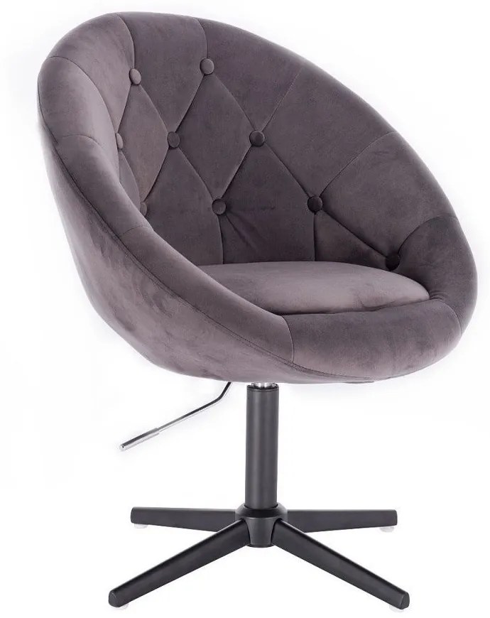 LuxuryForm DESIGN Kreslo VERA VELUR na čiernom kríži - tmavosivé