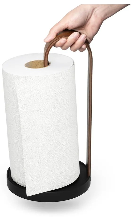 Čierny drevený stojan na papierové utierky ø 17 cm Bellwood – Umbra