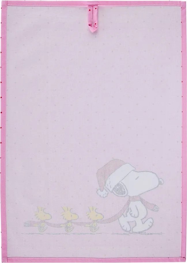 PEANUTS Utierka Snoopy s vianočnou čiapočkou - ružová
