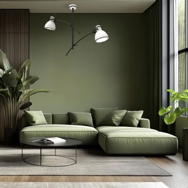 Závesný luster na tyči ZUMBA 2xE27/60W/230V biela/čierna