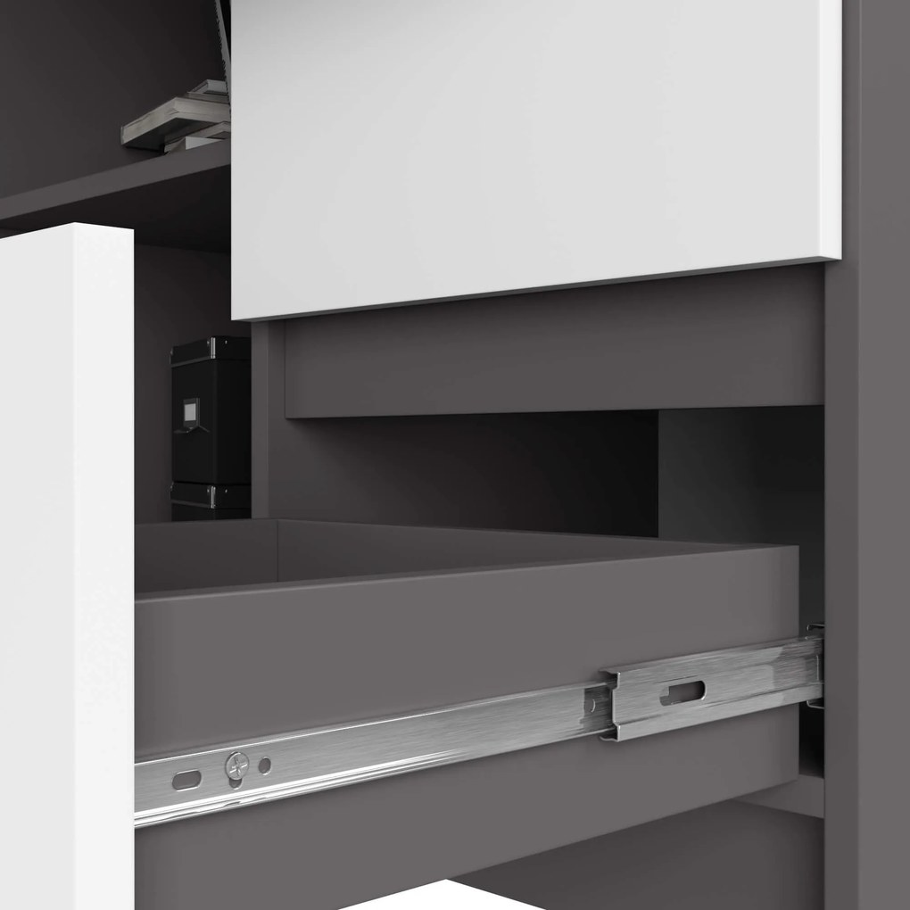 Rohový písací stôl B16 124 cm šedý/bílý pravý