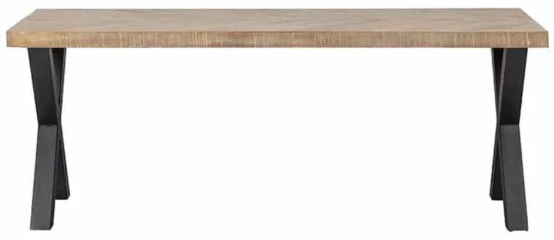 Jedálenský stôl tablo 200 x 90 cm nohy do tvaru x mangový herringbone MUZZA