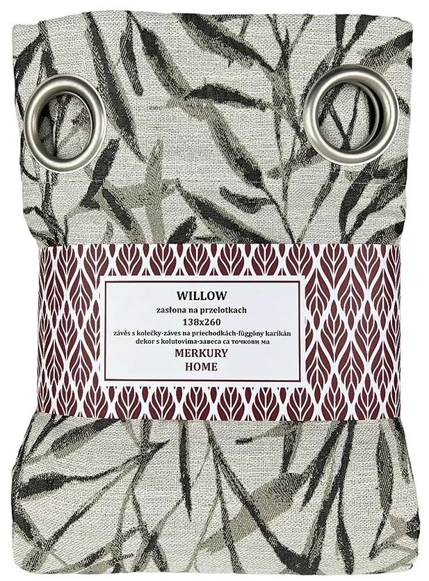 Záves Willow béžová na priechodkách 138x260