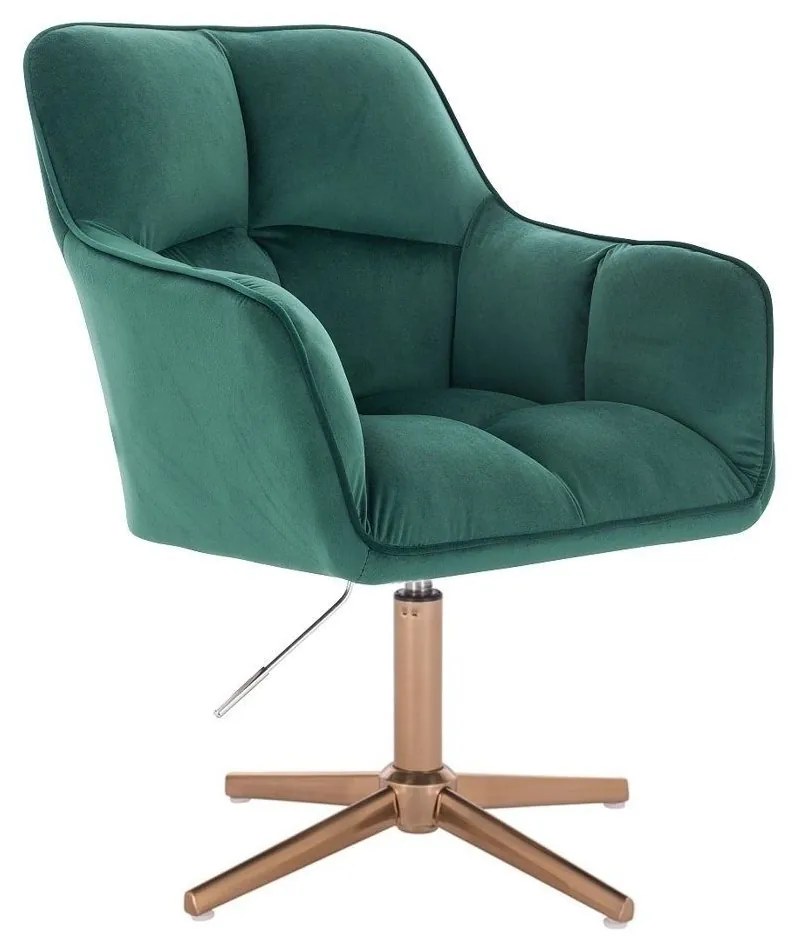 LuxuryForm DESIGN Kreslo AMALFI VELUR na zlatom kríži - zelené