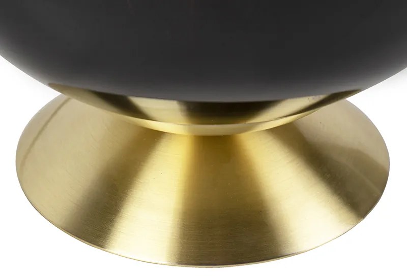 Art Deco stolová lampa mosadz s čiernym sklom - Pallon