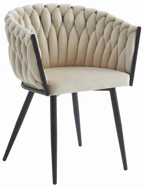 Set dvoch jedálenských stoličiek ORION zamatové béžové (čierne nohy) 2ks