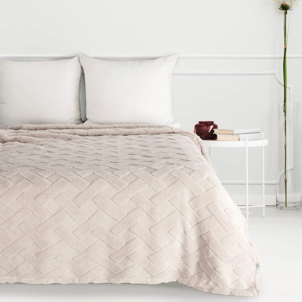 Design 91 DEKA Z MIKROFLANELU CARO 200X220 CM BÉŽOVÁ