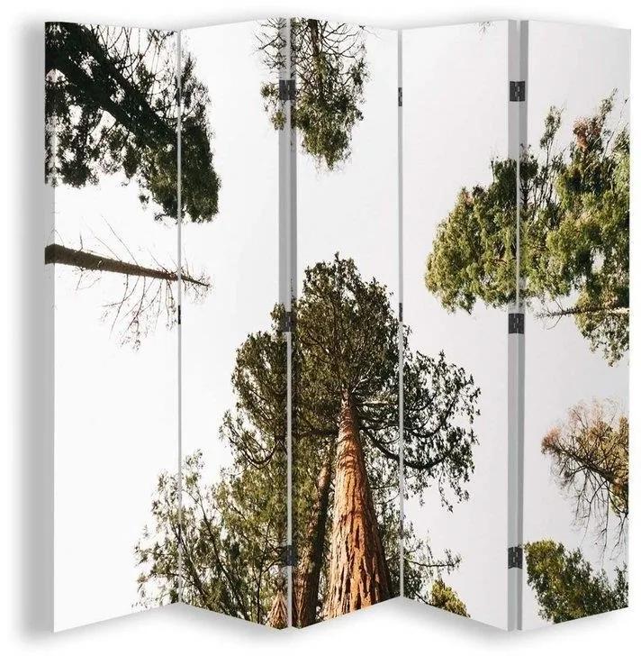 Ozdobný paraván, Zelené vrcholky stromů - 180x170 cm, päťdielny, obojstranný paraván 360°