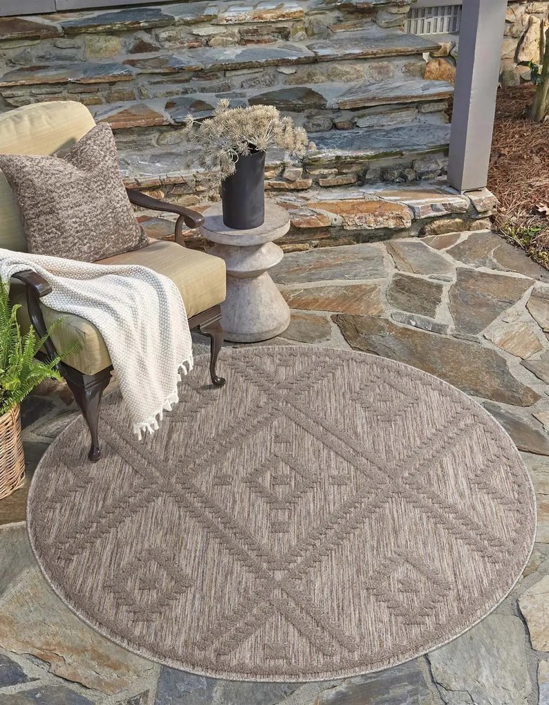 Dekorstudio Okrúhly terasový koberec SANTORINI - 454 hnedý Priemer koberca: 200cm