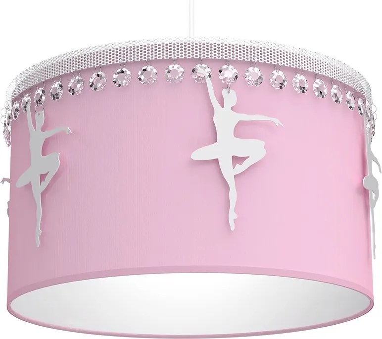 Detské závesné svietidlo Baletnica pink, 1x ružové textilné tienidlo, w