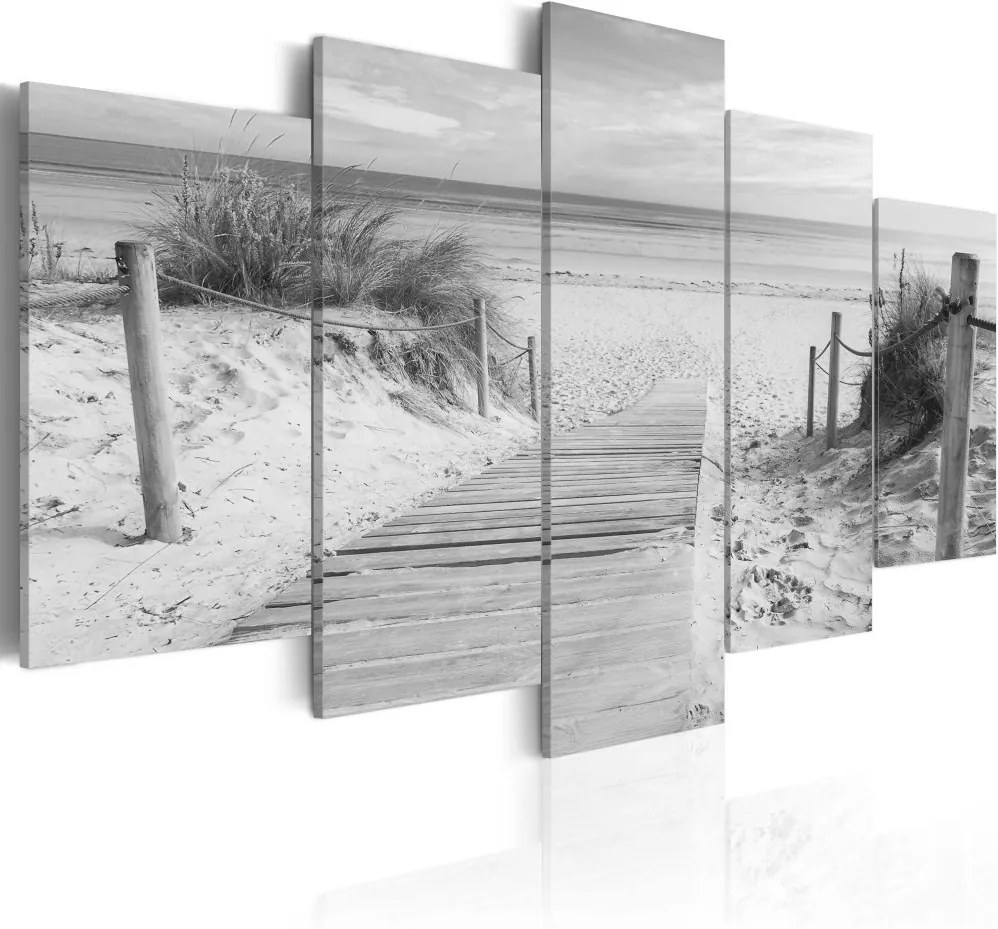 Obraz - Morning on the beach - black and white 200x100