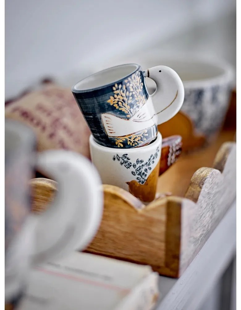 Modré/krémové šálky v súprave 2 ks na espresso z kameniny 55 ml Hezha – Bloomingville