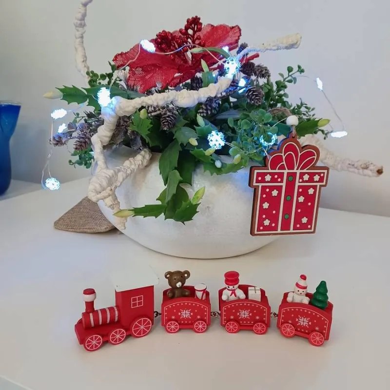 DECOLED Dekorácia, vlak, 22,3 x 7,2 x 2,8 cm, červená