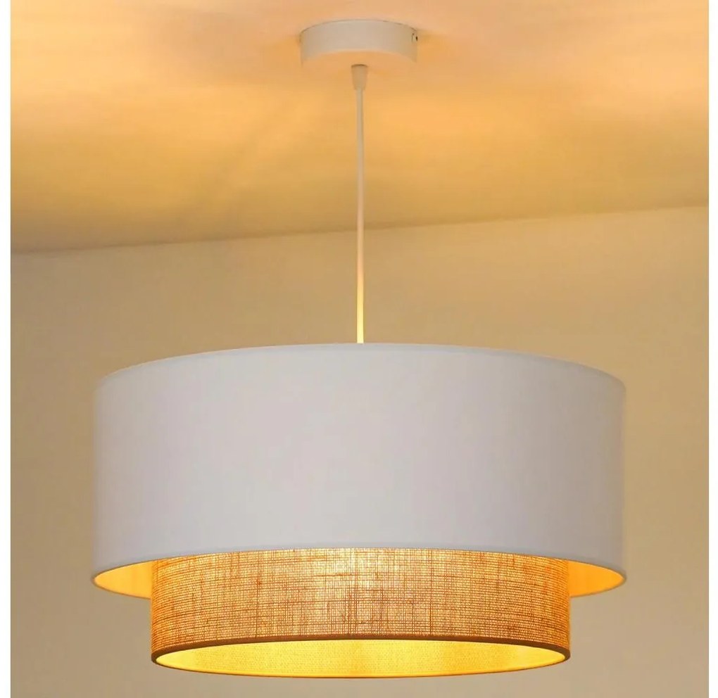 Duolla - Luster na lanku BOHO 1xE27/15W/230V pr. 45 cm biela/hnedá 89811