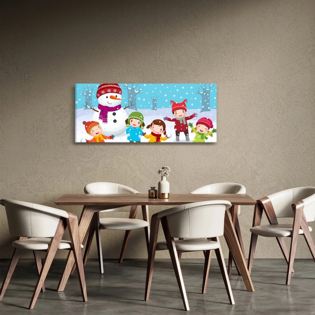 Obraz - Zimné detské radovánky (120x50 cm)