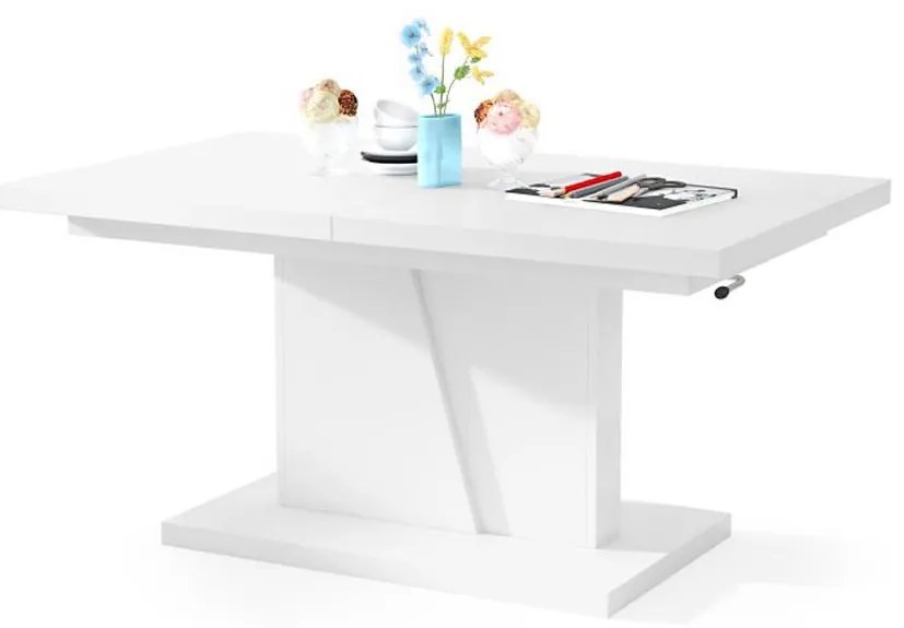 Rozkladací konferenčný stôl so zvíhacou doskou NINO biela