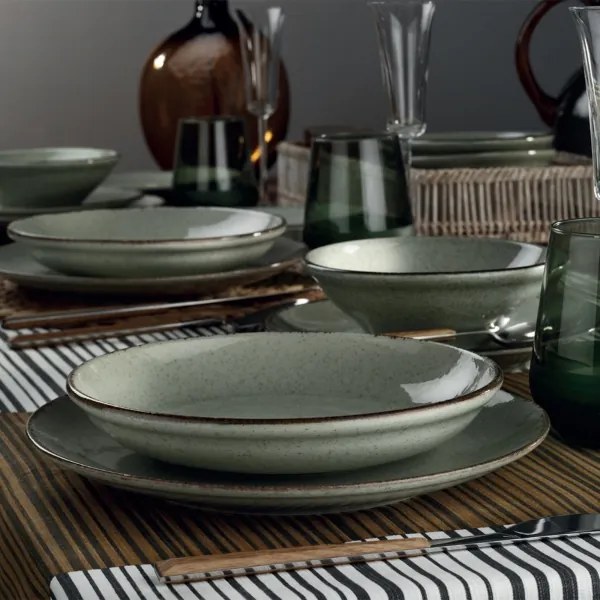 18-dielna jedálenská súprava zelená/porcelán