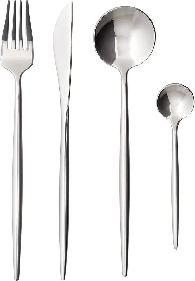 STILETTO Príbory lesklé set 4 ks – strieborná
