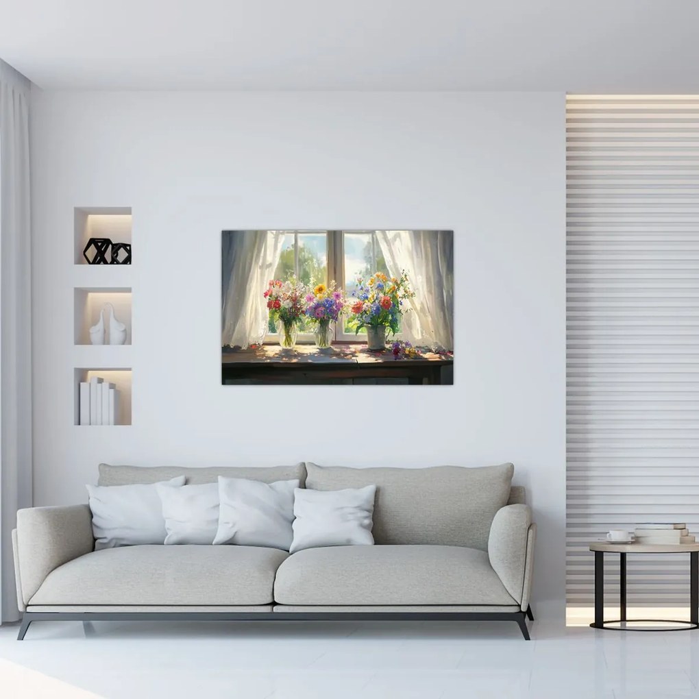 Obraz - Kytica pri okne (90x60 cm)