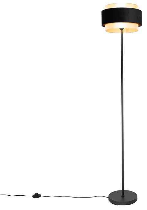 Moderná stojaca lampa čierna so zlatou - Elif