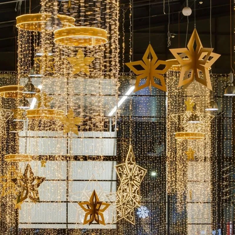 DECOLED Interiérová LED světelná záclona, teple bílá, transparentní kabel, 1x5 m, 500 diod