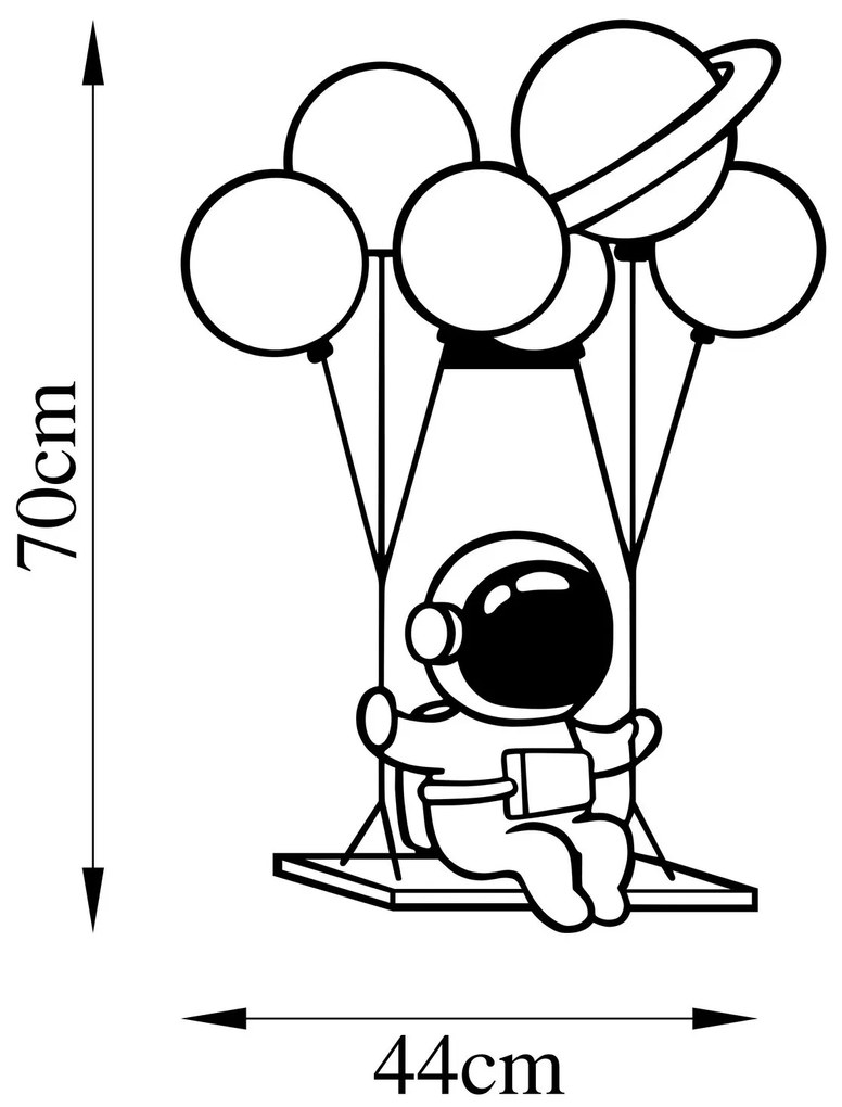 Nástenná kovová dekorácia Astronaut 1 čierna