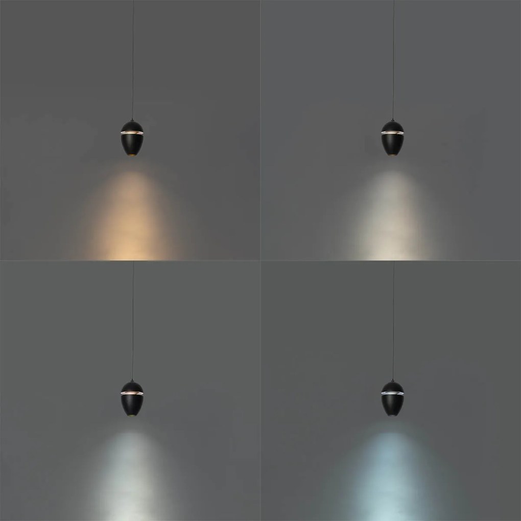 Moderné čierne závesné svietidlo pre 1-fázový koľajnicový systém vrátane LED - Magnetic Eggy