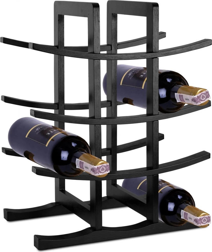 Bambusový stojan na víno v čiernom prevedení TODGAR