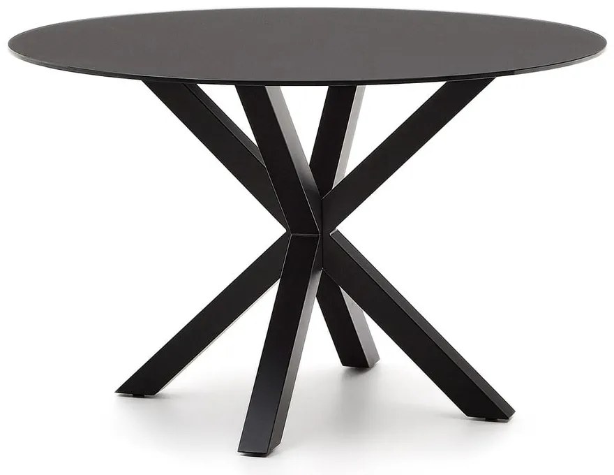 Čierny okrúhly jedálenský stôl so sklenenou doskou ø 120 cm Argo – Kave Home