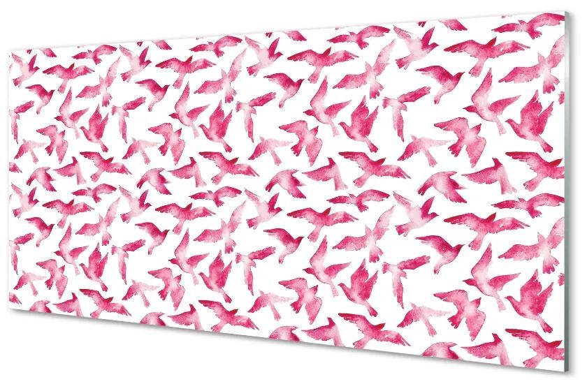 Sklenený obraz ružové vtáky 100x50 cm