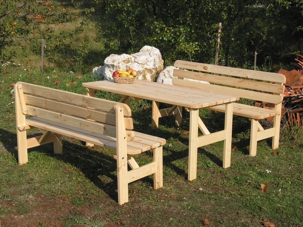 Rojaplast VIKING záhradná lavica drevená PRÍRODNÁ - 150 cm