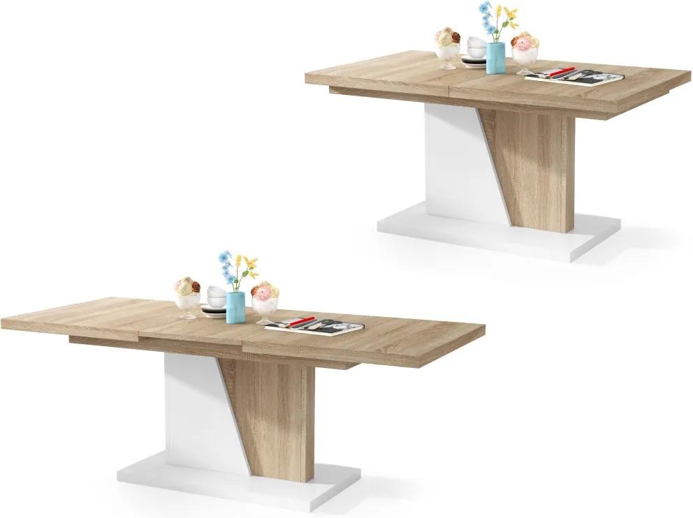 NOIR dub sonoma / biely, rozkladací, konferenčný stôl, stolík