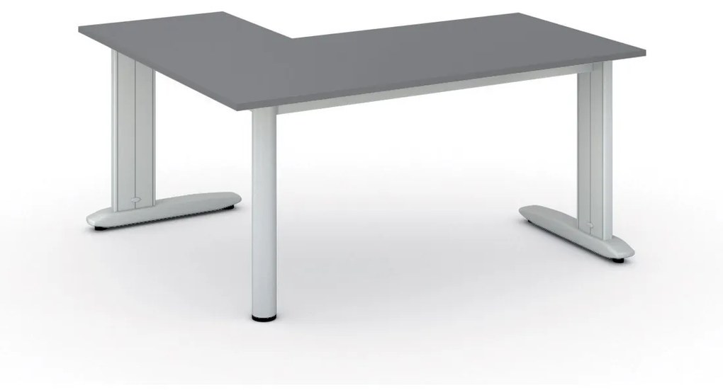 Rohový kancelársky písací stôl PRIMO FLEXIBLE, 1600 x 1400 mm, grafitová