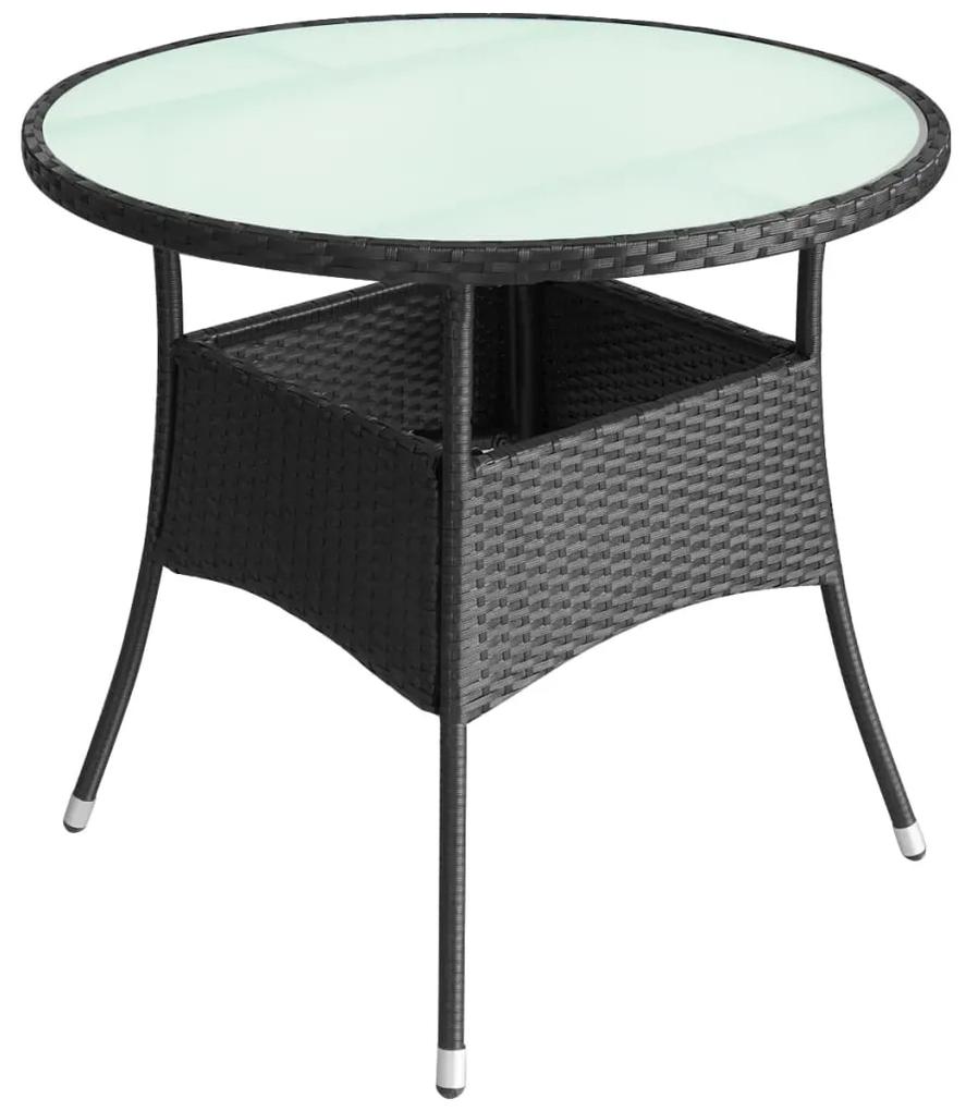 vidaXL Záhradný stôl, polyratan 80x74 cm, čierny