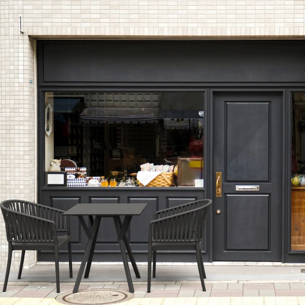 PORTOFINO záhradná stolička s podrúčkami black