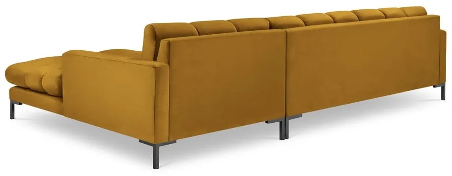 Žltá zamatová rohová pohovka Cosmopolitan Design Bali, pravý roh